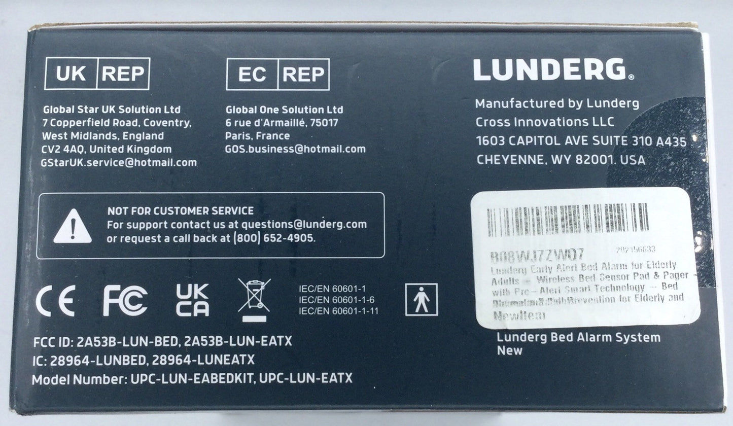 Lunderg Early-Alert Bed Alarm System with Wireless Bed Sensor Pad and Monitor
