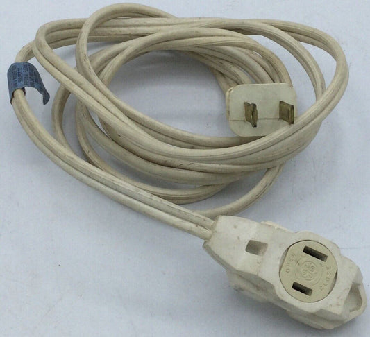 GE Cream 6 Foot (1.83m) 3-Outlet Indoor Extension Cord w/ Twist to Close Outlets