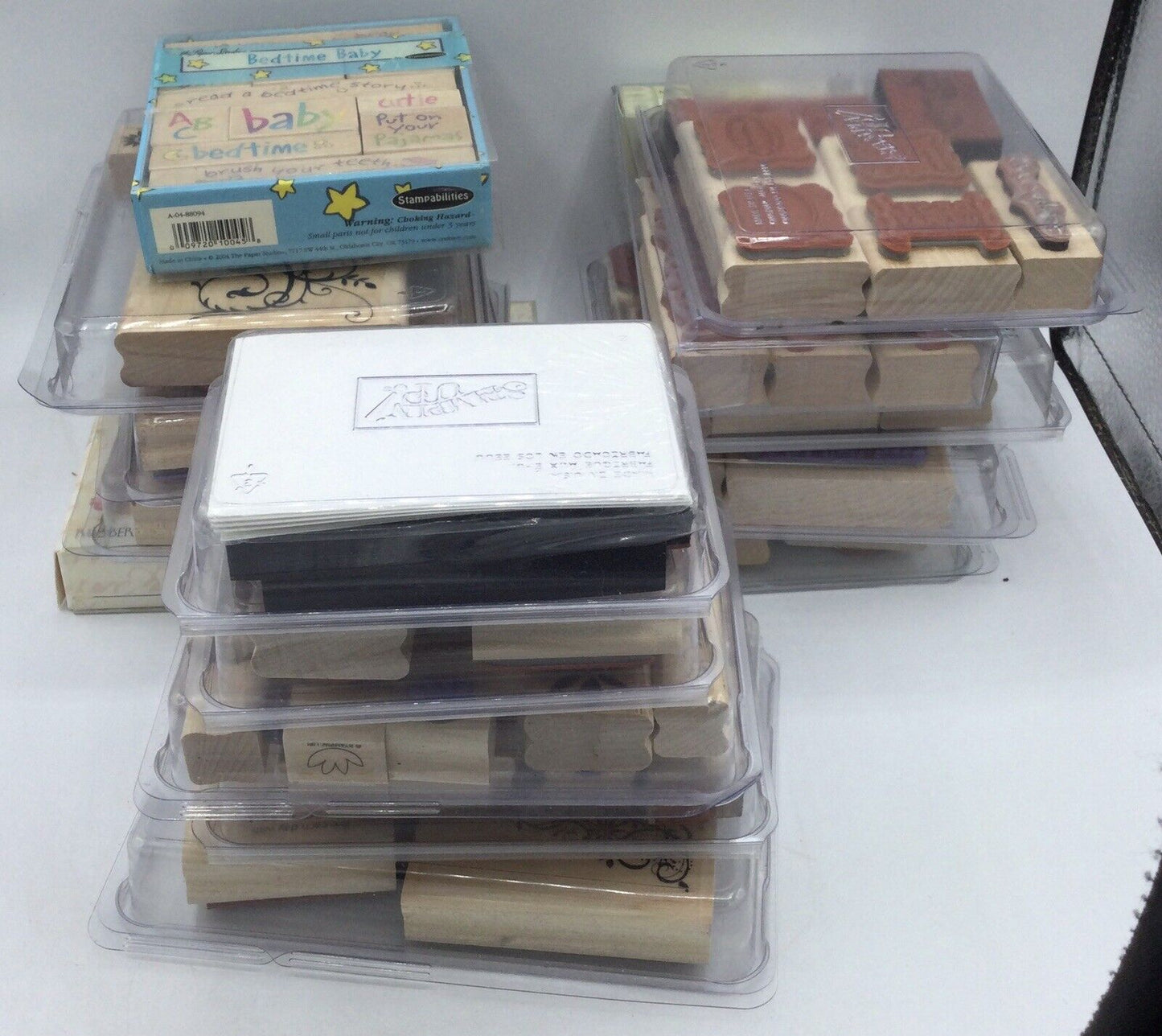 Lot of 102 Rubber Stamps w/ Stampin’ Up! Inkpad, 4 Blank Cards & Envelopes