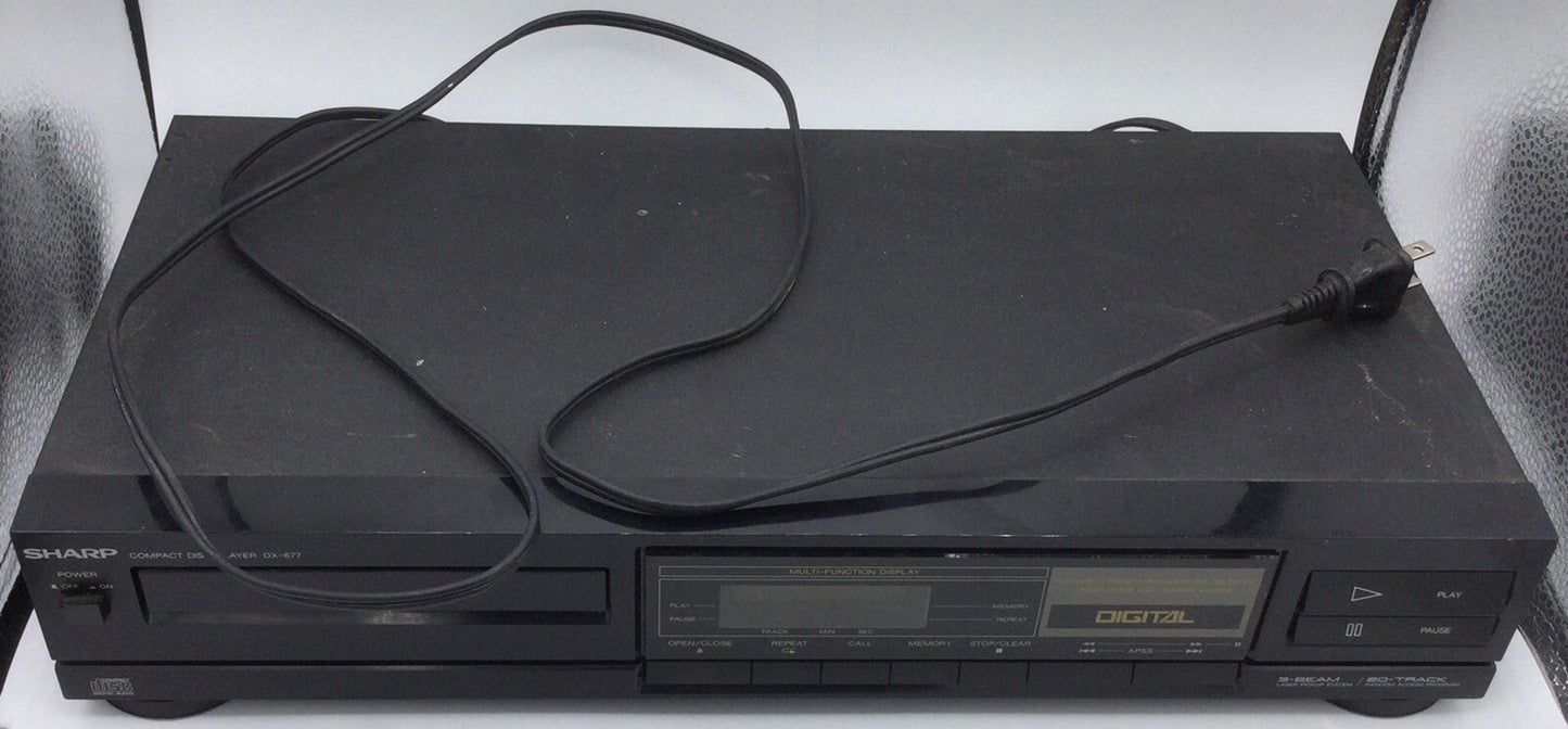Sharp DX-677 Single Disc 3-beam 20 Track CD Player Vintage 1990 - Turns On