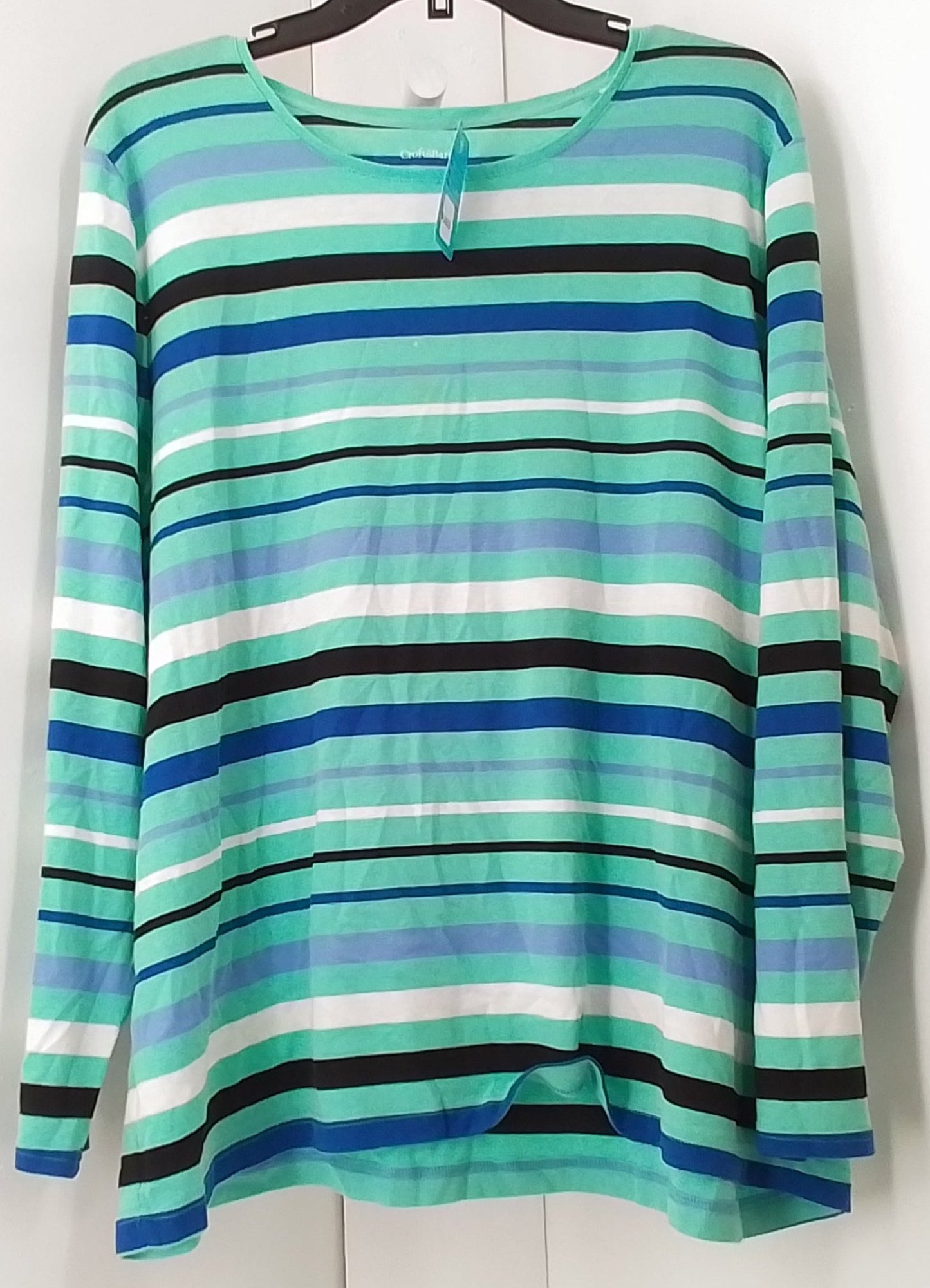 Croft & Barrow Women's Multicolored Striped Long Sleeve Shirt