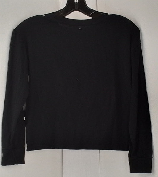 Black/Silver star long sleeve crop top