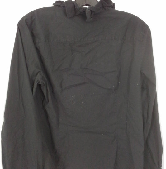 Express Women's Black Blouse, Size L, Button Down Ruffle