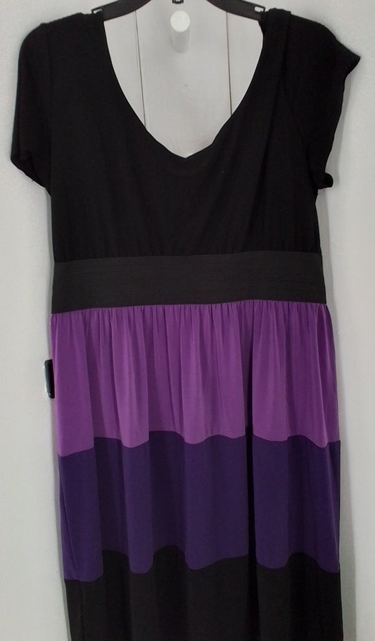 Women's XL Polyester Dress - Black/Purple