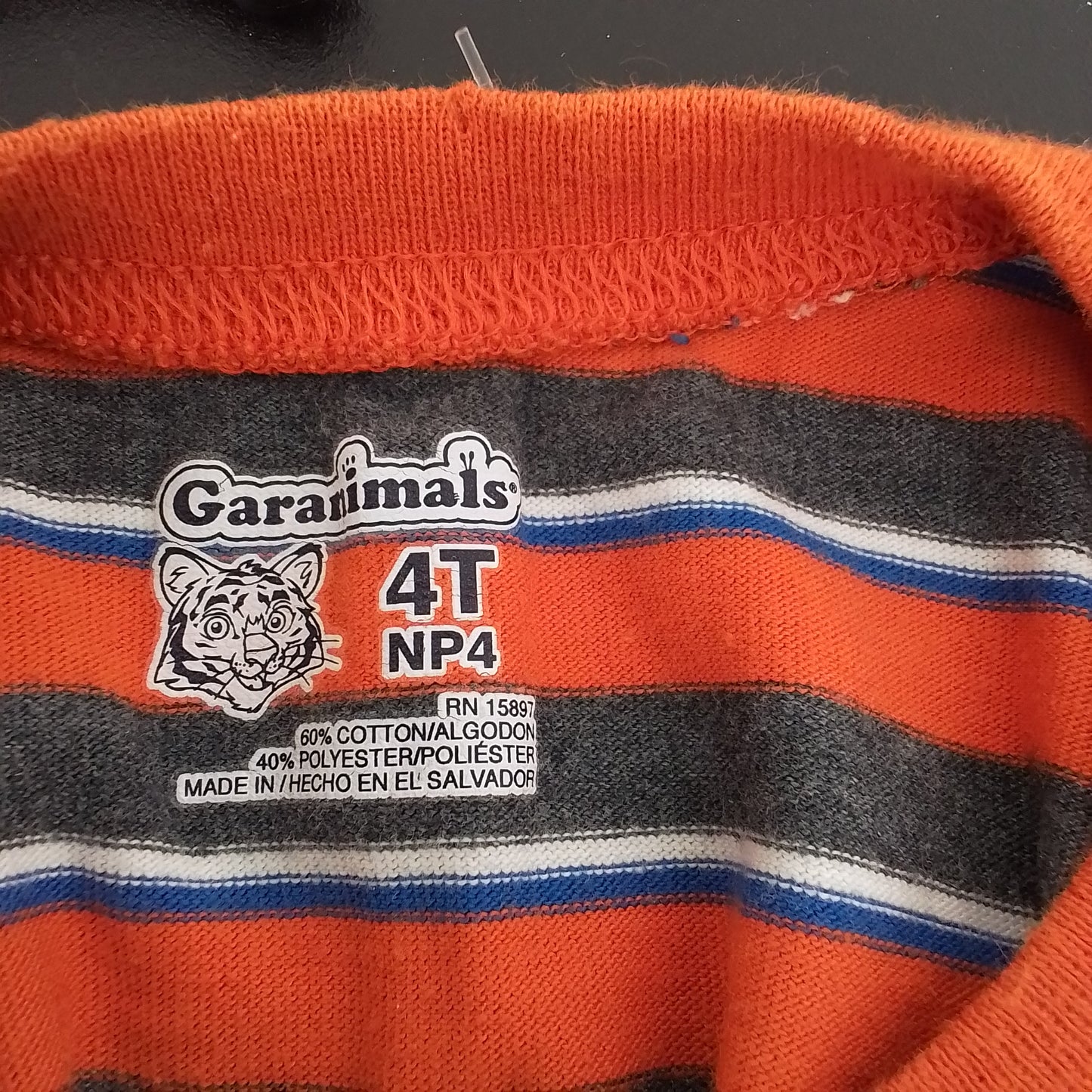 Garanimals Kids Shirt 4T Cotton Orange/Brown/White