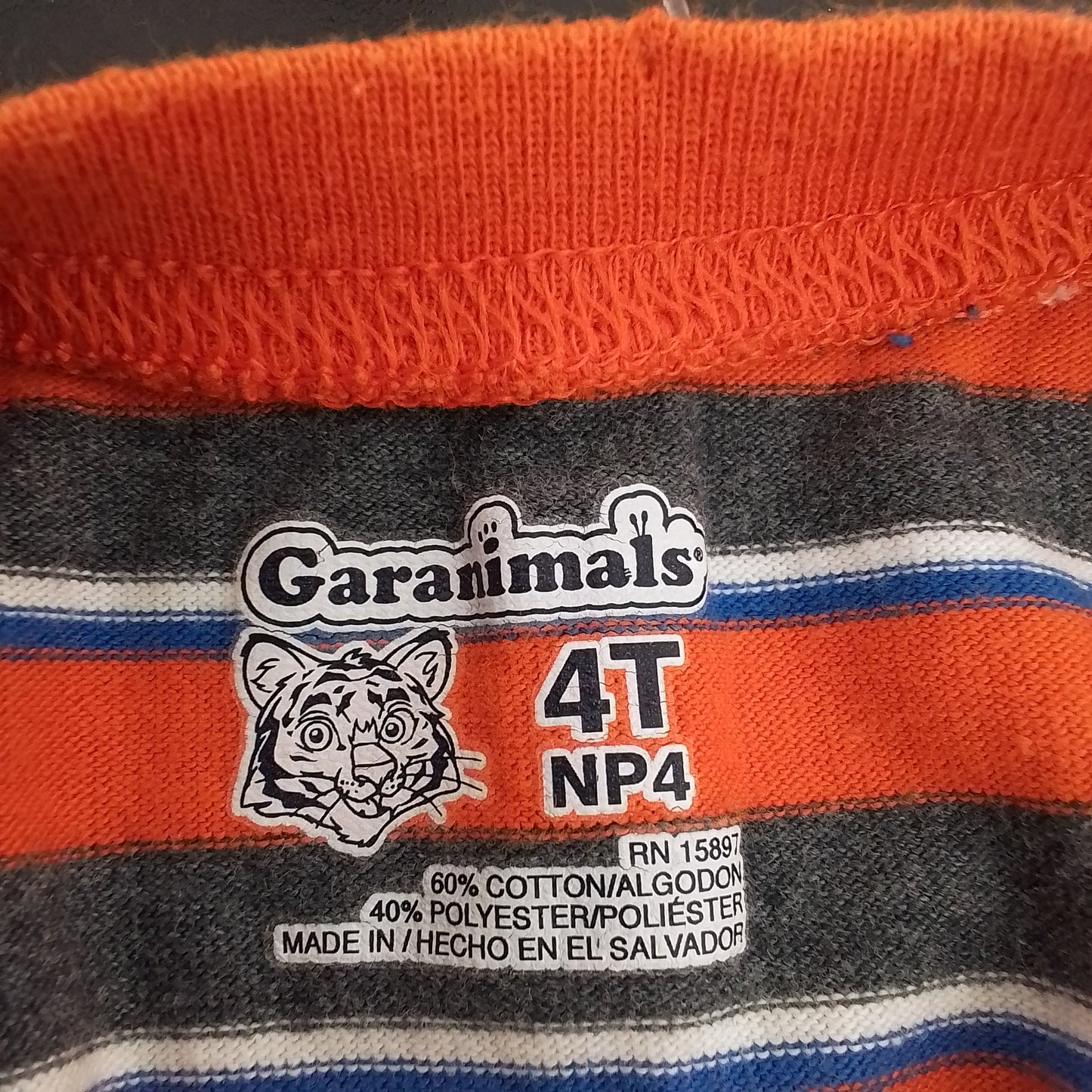 Garanimals Kids Shirt 4T Cotton Orange/Brown/White