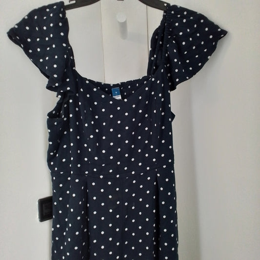 Old Navy Women's Blue & White Polka Dot Jumper - Size M, Rayon