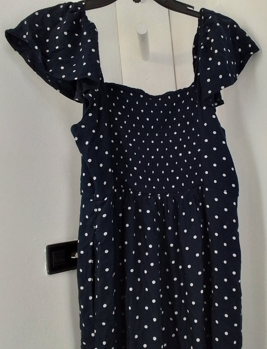 Old Navy Women's Blue & White Polka Dot Jumper - Size M, Rayon