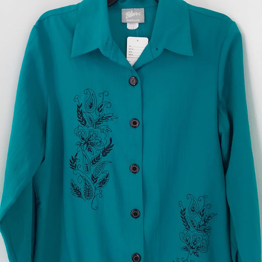 Blair Corporation Women's Teal Jacket - Size M, Polyester