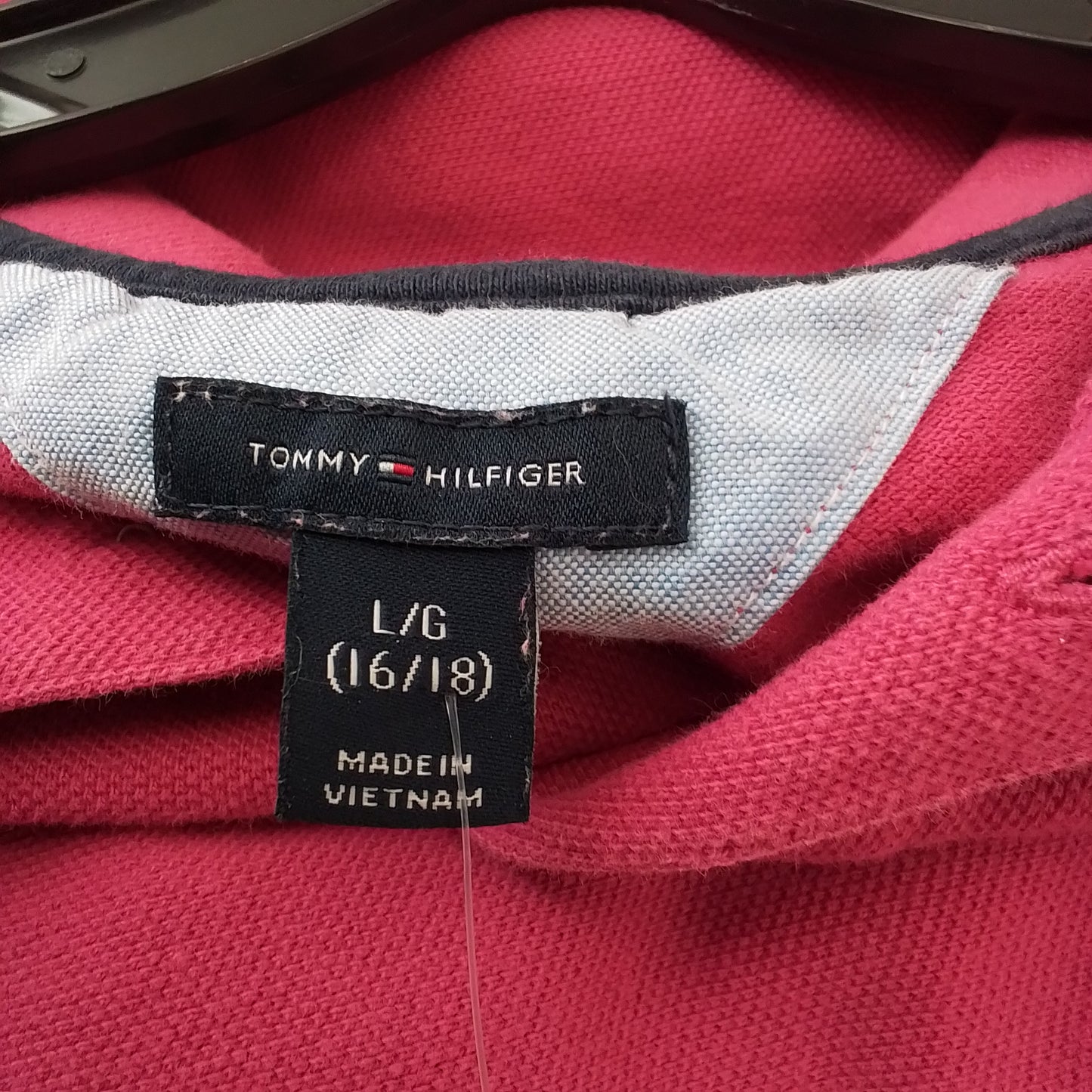 Tommy Hilfiger Kids Pink Polo Shirt, Size L, Cotton