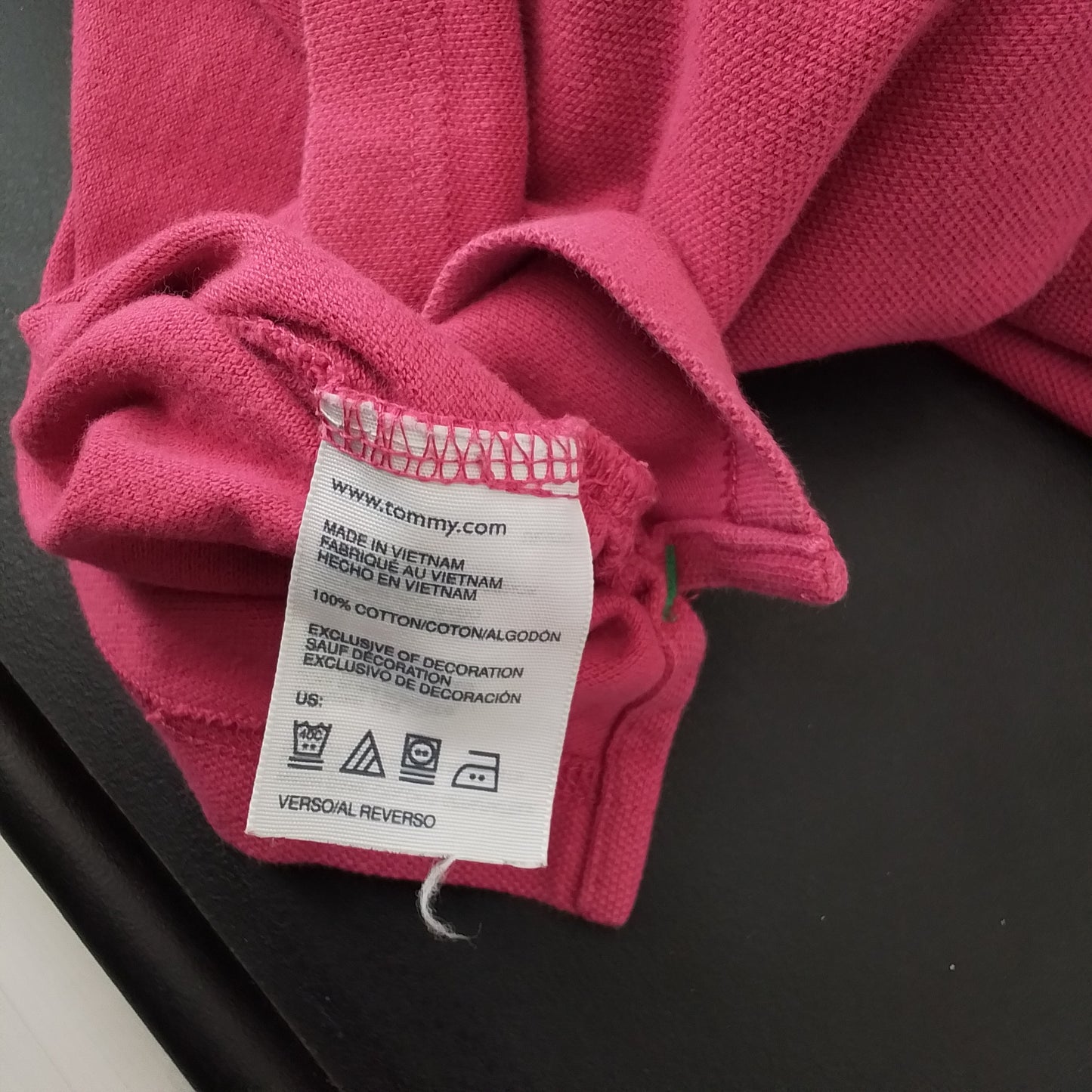 Tommy Hilfiger Kids Pink Polo Shirt, Size L, Cotton