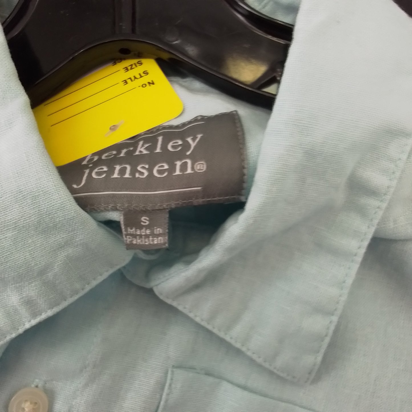 Men's Aqua Button Up Shirt - Size S, Cotton/Linen