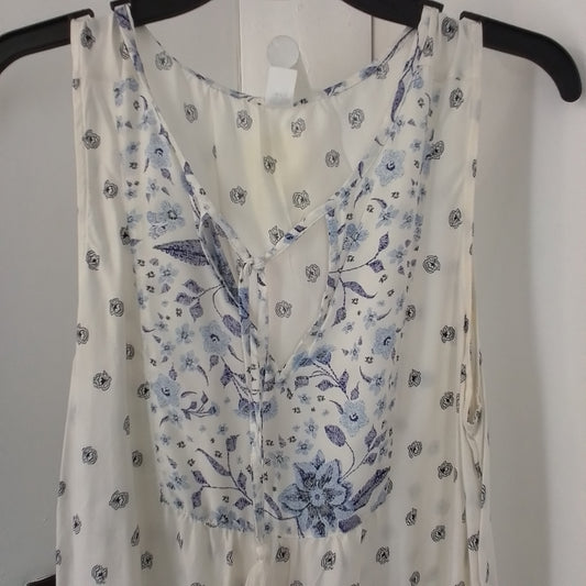 Old Navy Womens Blouse M White/Aqua/Blue
