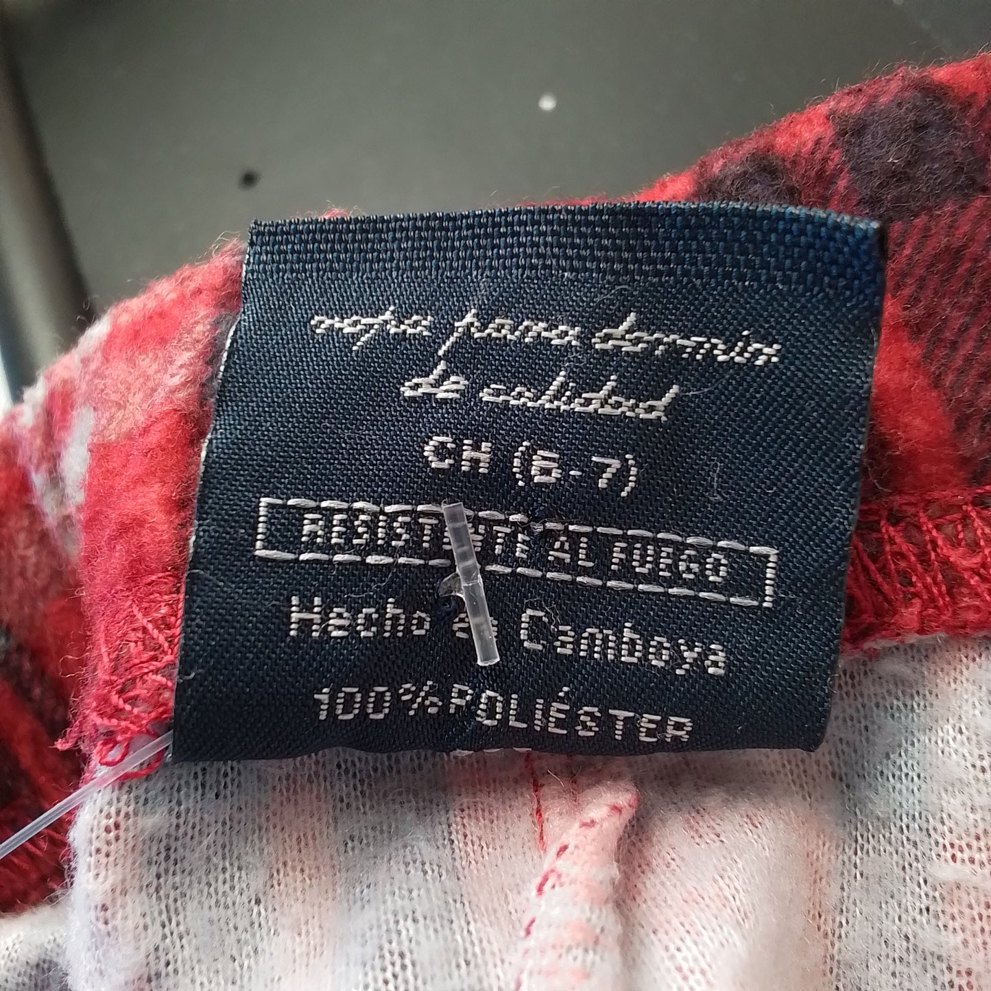 Faded Glory Kids Pajama - Red/Black Flannel, Size S, Polyester