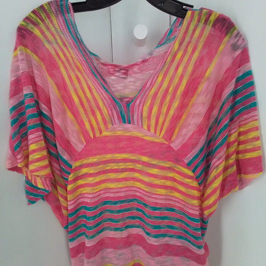 Women's XL Polyester Tunic - Pink/Salmon/Yellow