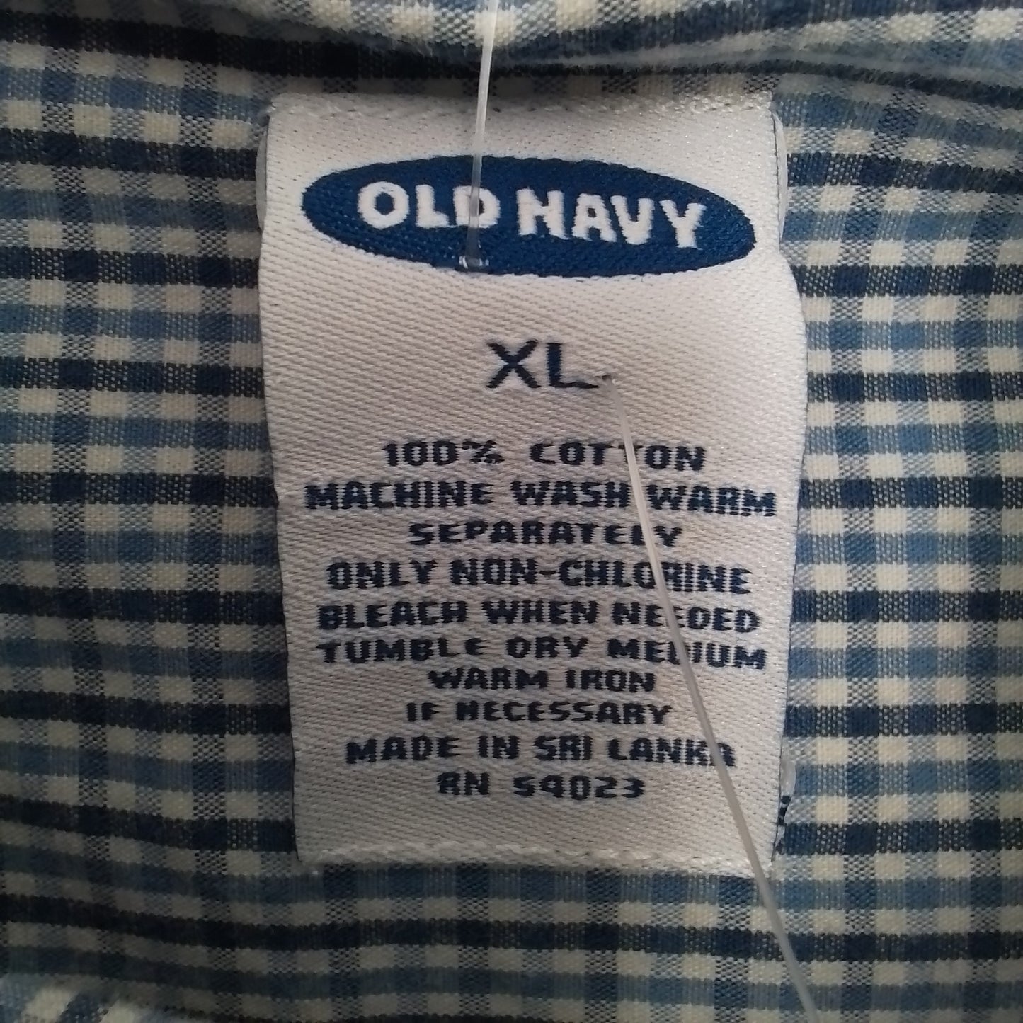 Old Navy Men's Blue/White Button Up Shirt - XL, Cotton
