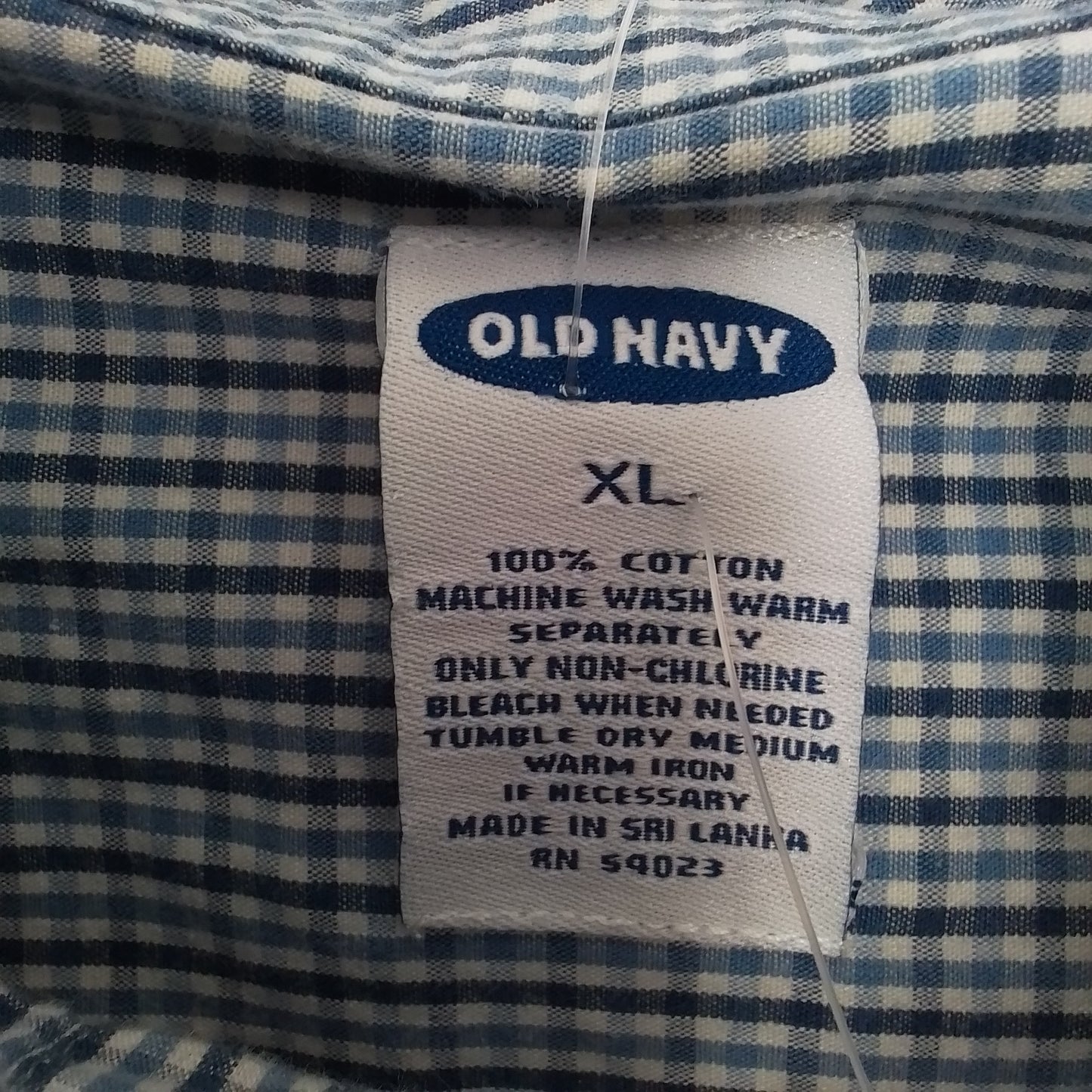 Old Navy Men's Blue/White Button Up Shirt - XL, Cotton