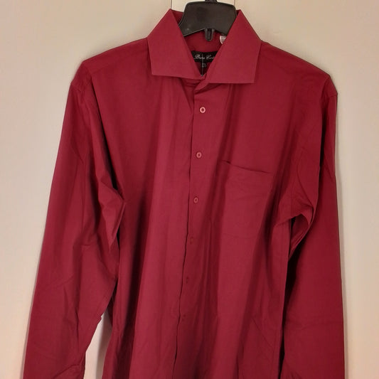 Men's Red Button Up Shirt - Size 17 1/2, Cotton/Polyester