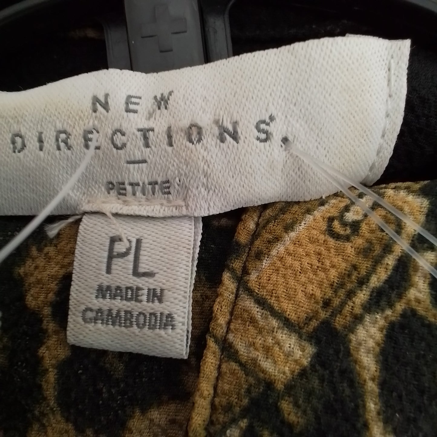 New Directions Womens Blouse L Black Yellow Polyester