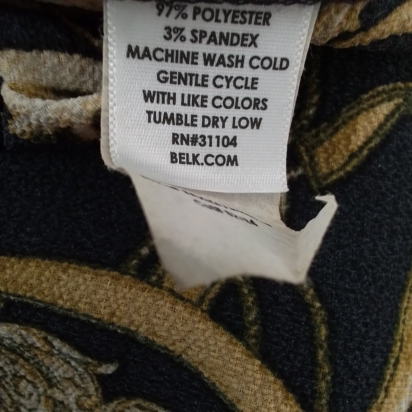 New Directions Womens Blouse L Black Yellow Polyester