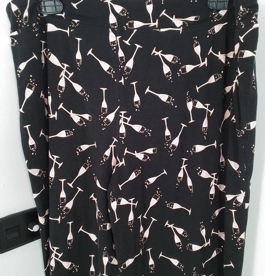 Women's Pajama, Size M, Rayon, Black/Salmon