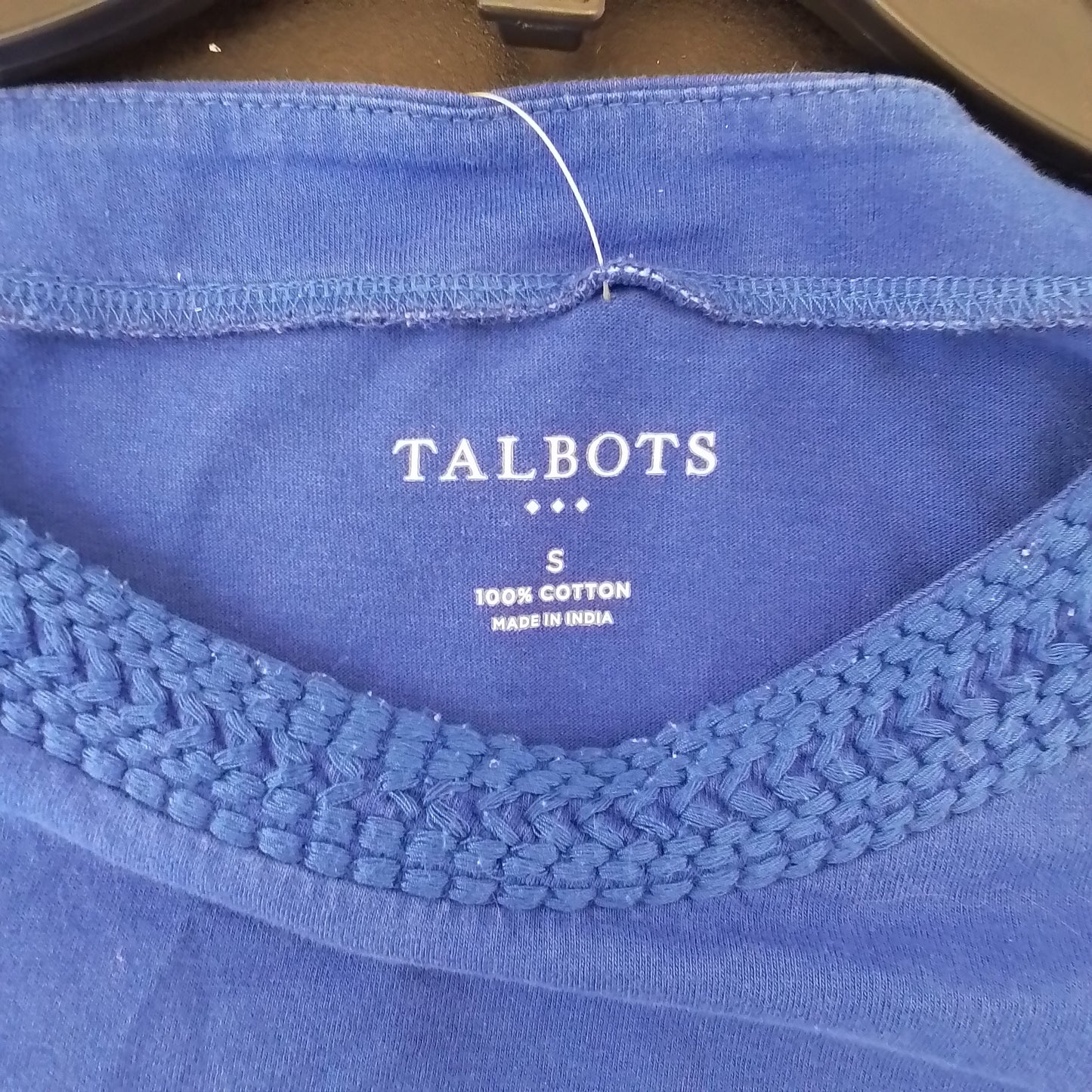 TALBOTS Women's Blue Cotton Long Sleeve Shirt, Size S