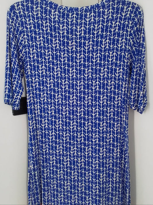Women's Rayon Dress - White/Blue, Size S