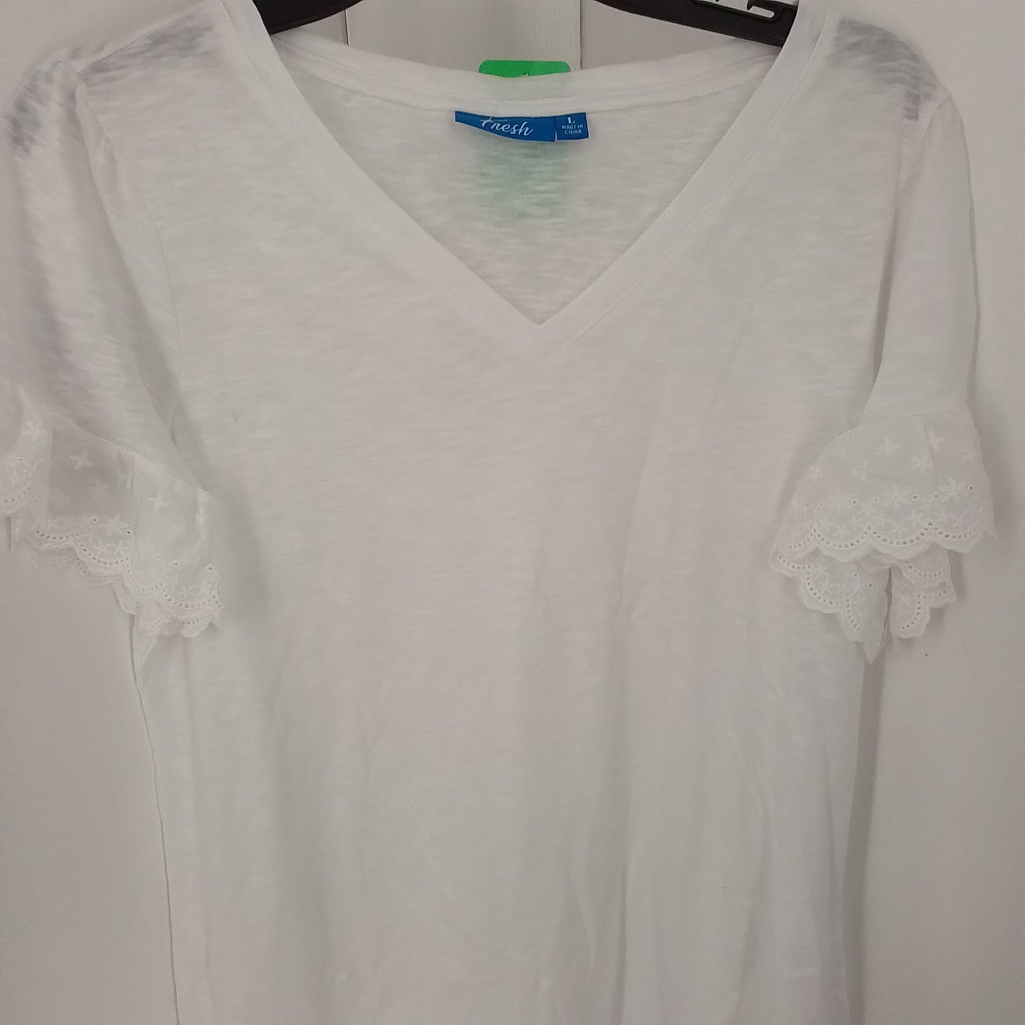 Women's White Shirt - Size L, Cotton/Polyester