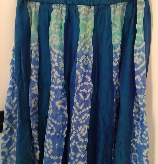 Women's Silk skirt XL - Aqua/Blue/Teal