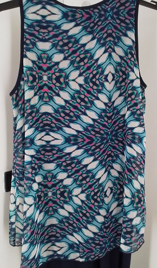 New Directions Womens Dress - Size S - Blue/Aqua/Pink/White - Polyester