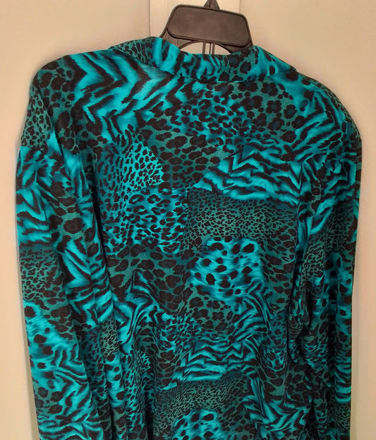 Women's 2-piece Polyester Blouse and Tank - Blue, Aqua, Black (3x)