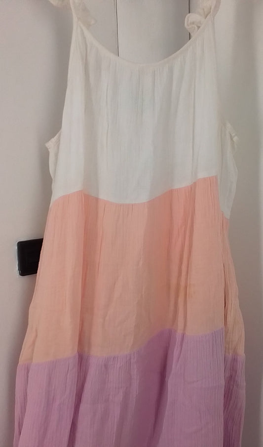 Women's Cotton Dress - M - White/Salmon/Purple