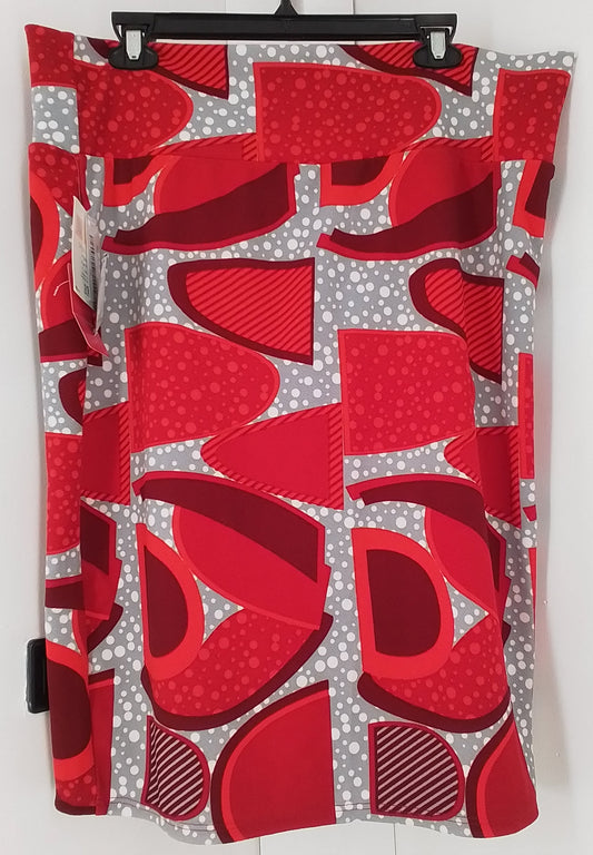 LuLaRoe Women's Skirt 3XL - Red, Grey, White