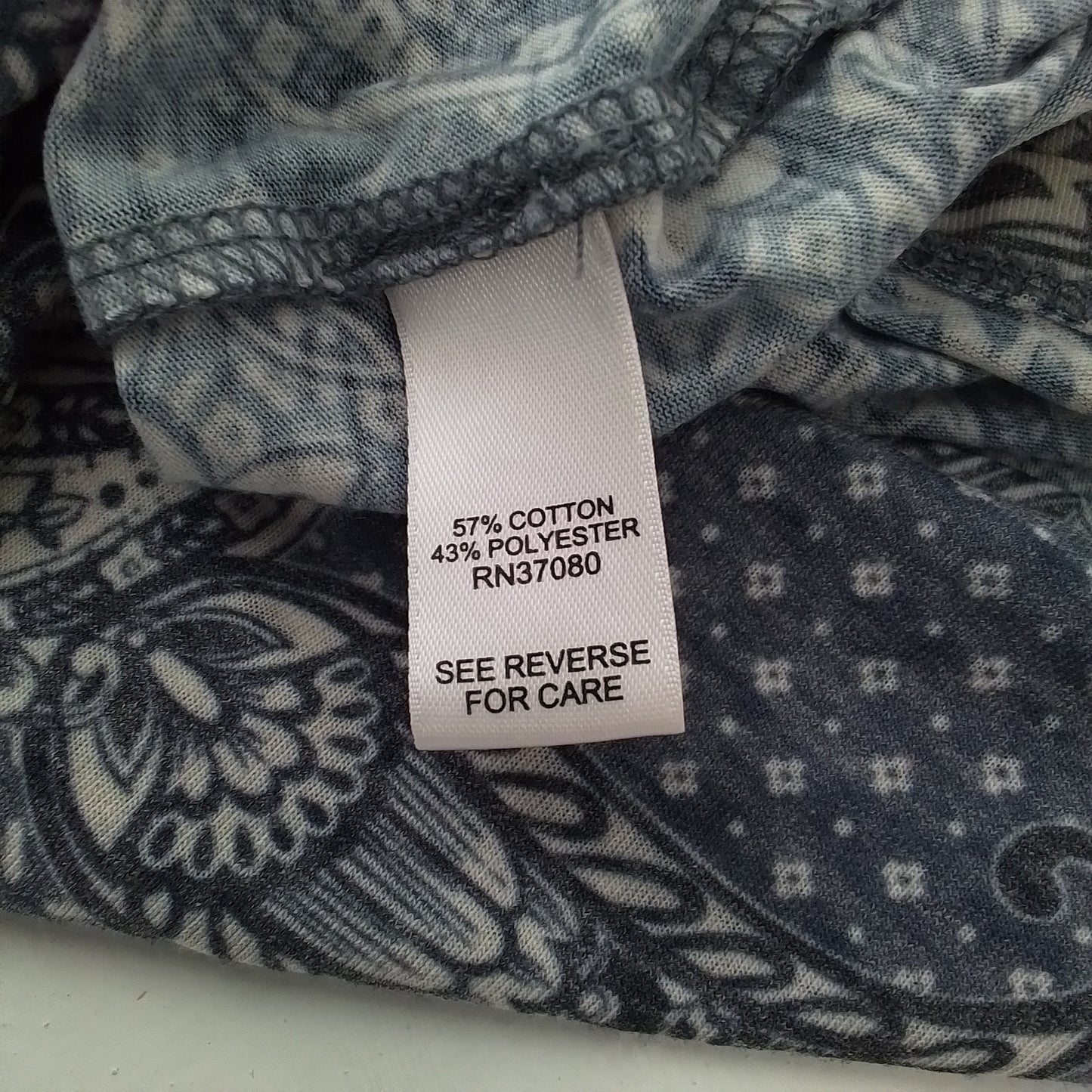 Cato Women's Blouse L Blue White Floral Cotton Polyester