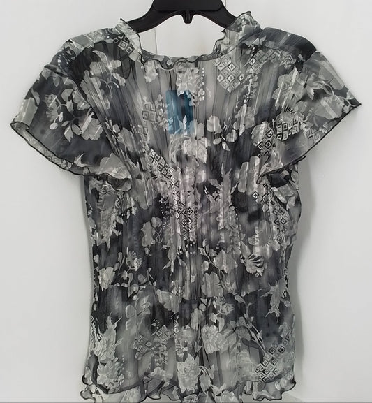 Womens Polyester Shawl - Size L, White/Black/Grey/Floral