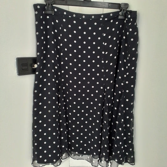 Liz & co. Women's Skirt - White/Black Polka Dot, Size 10