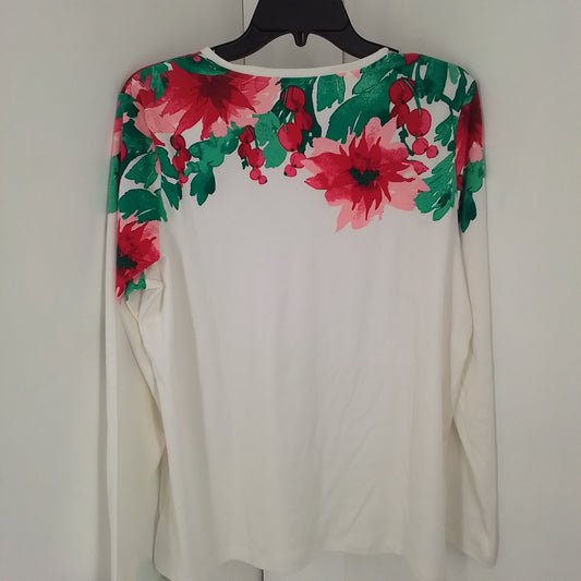 Kim Rogers Women's Cotton Shirt - L - White/Red/Green