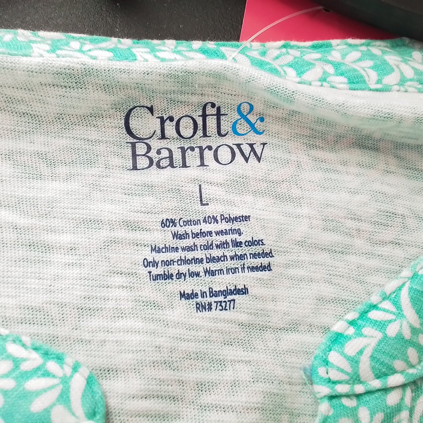 Croft & Borrow Women's Shirt L Green White