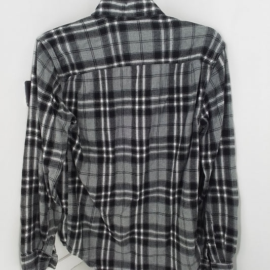 George Men's Button Up Shirt S White/Black Polyester