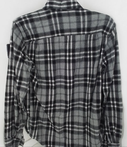 George Men's Button Up Shirt S White/Black Polyester