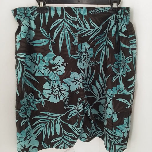 Men's Polyester Swim Trunks - Teal/Black, Size L