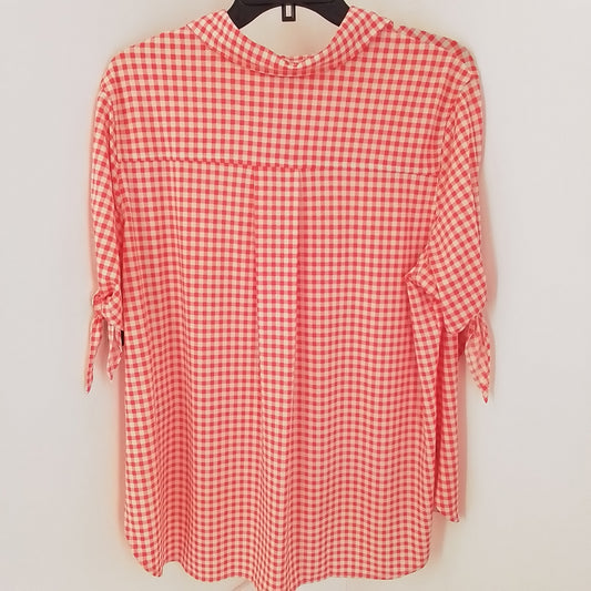 Women's Orange & White Party Blouse - Size L, Gently Used