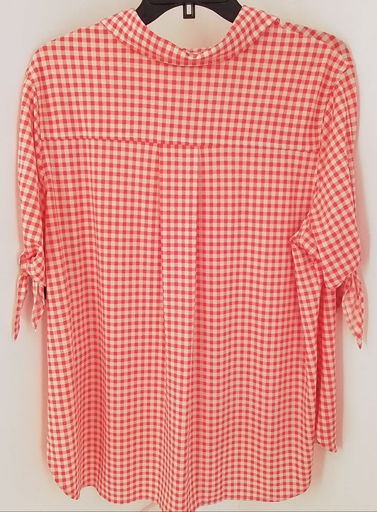 Women's Orange & White Party Blouse - Size L, Gently Used