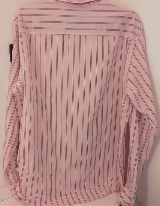 American Eagle Outfitters Men's Pink Striped Button Up Shirt - Size L, Cotton