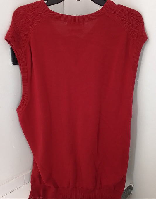 Men's Red Cotton Vest Sweater - Size L