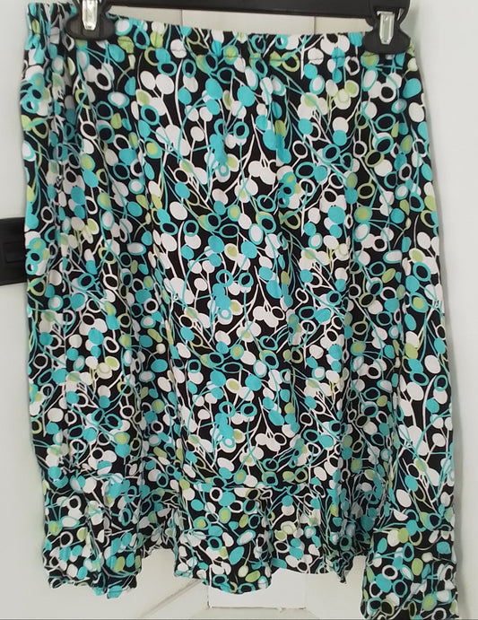 Women's Rayon Midi Skirt - White, Aqua, Black, Green