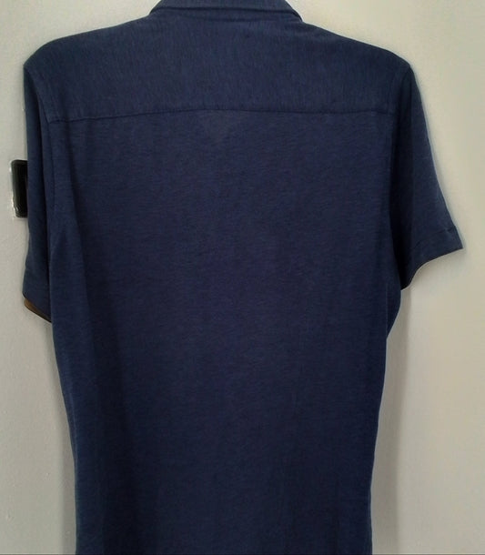 Men's Brown & Blue Cotton Polo Shirt - Like New