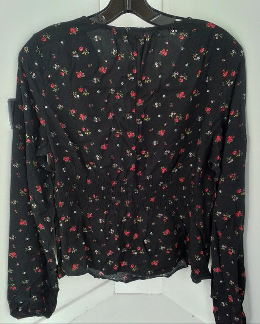 Gap Inc. Women's Long Sleeve Blouse, Size S, Black, Cotton