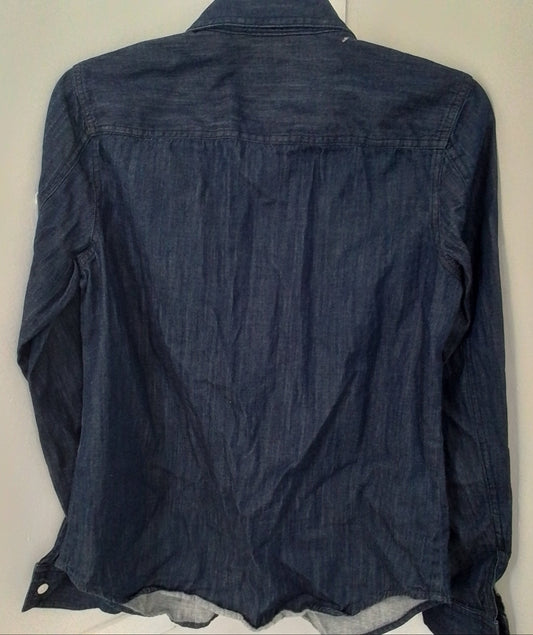 JONES NEW YORK Women's Blue Cotton Button Up Shirt - Size S