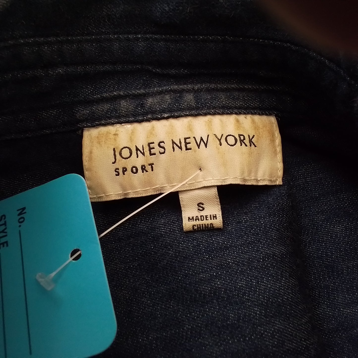 JONES NEW YORK Women's Blue Cotton Button Up Shirt - Size S